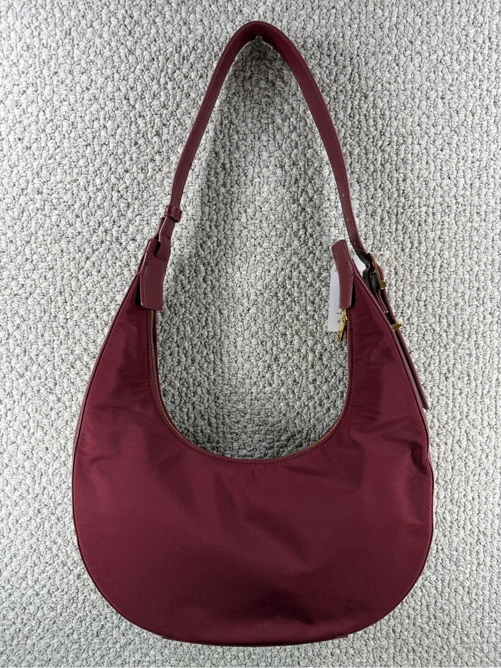 Time and Tru Harbour Hobo Bag Crimson Red Nylon Crescent Shoulder Purse NWT